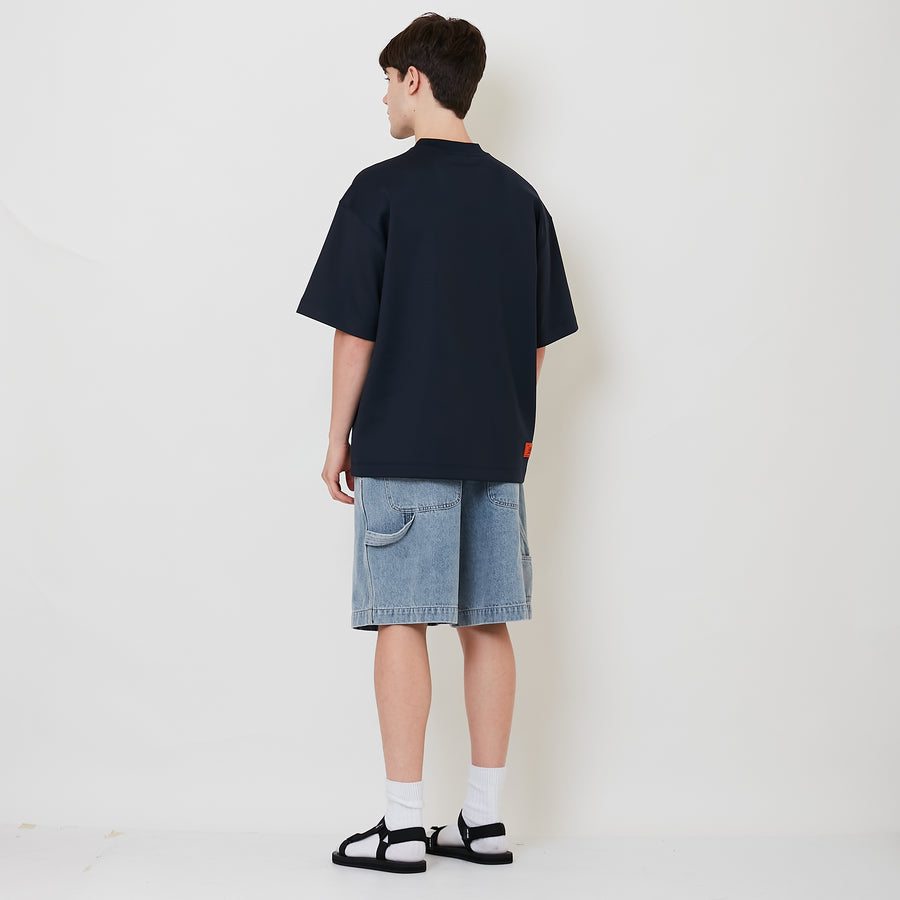 Men Relaxed Fit Worker Denim Shorts - Light Blue - SM2508133A