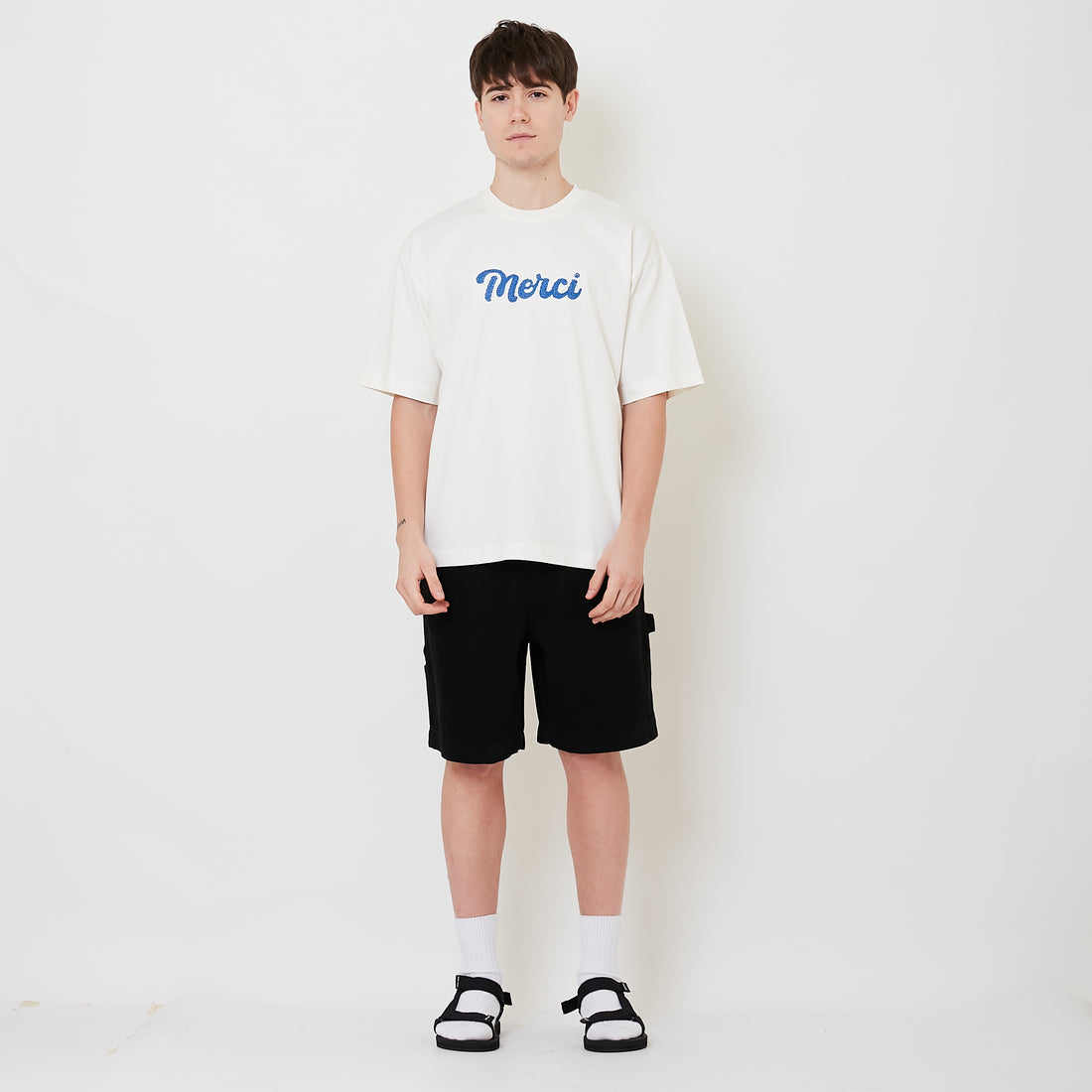 Men Relaxed Fit Worker Denim Shorts - Black - SM2508133B