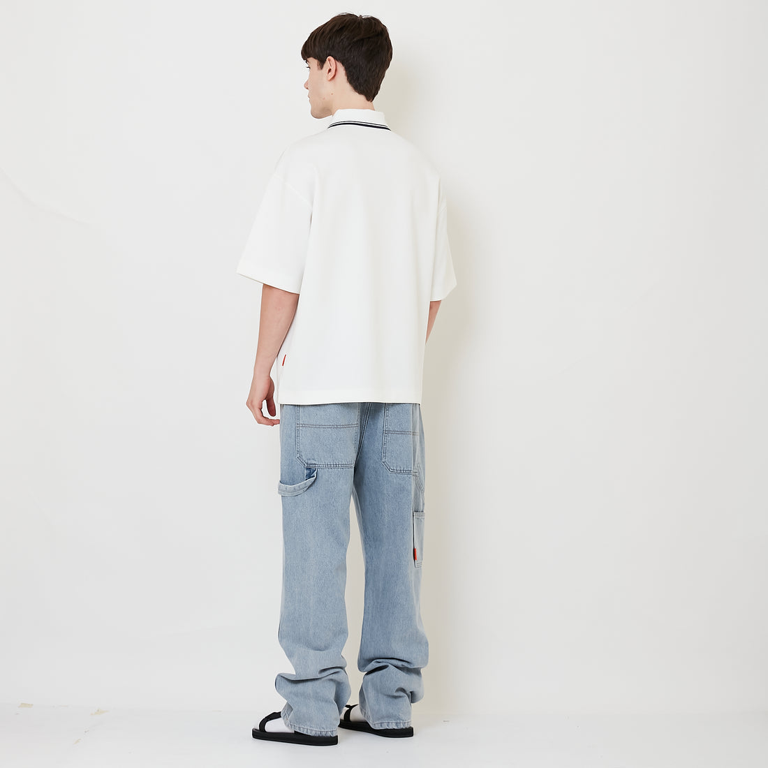 Men Straight Cut Worker Denim Long Pants - Light Blue - SM2508134A