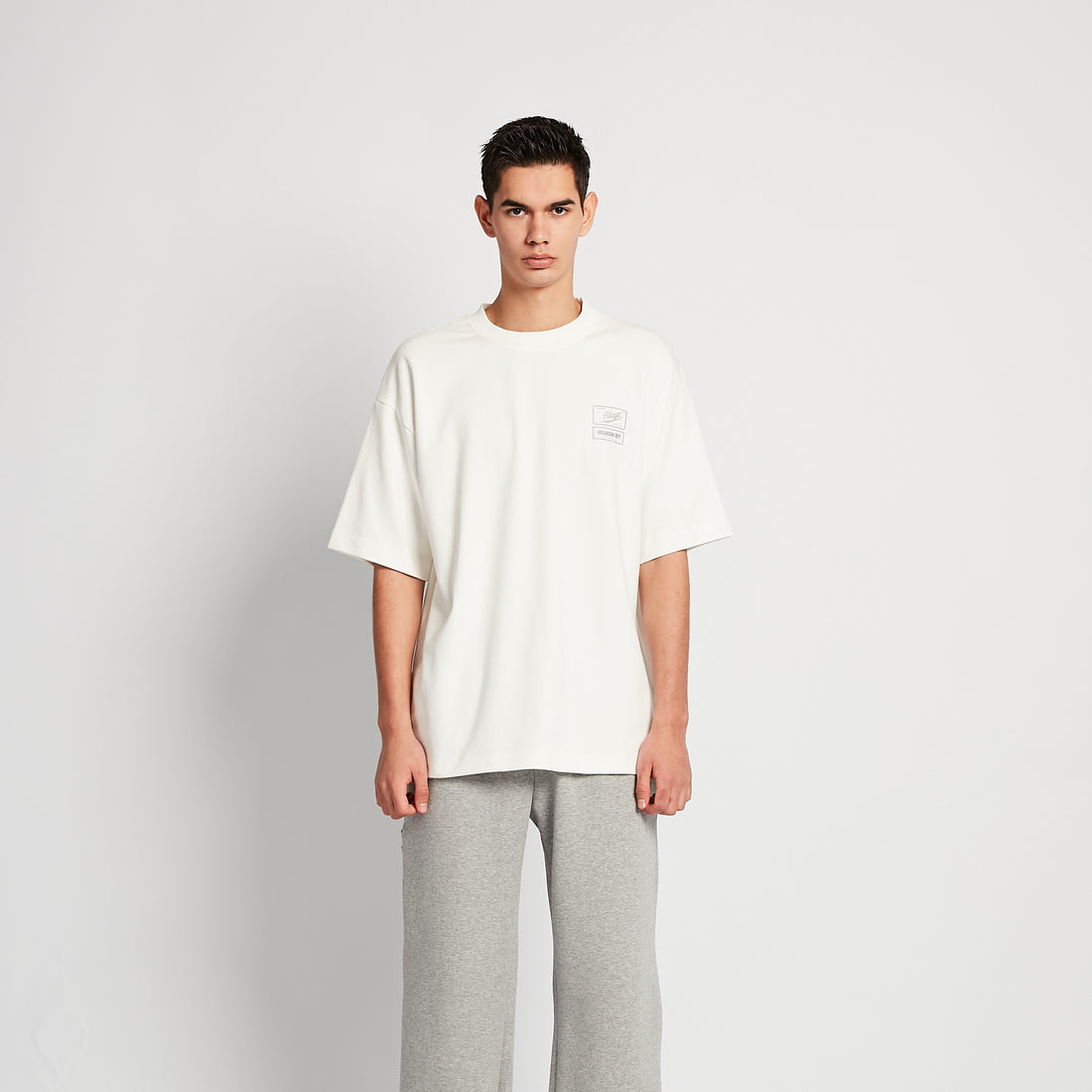 Men Embroidery Oversized Tee - Off White - SM2508135A