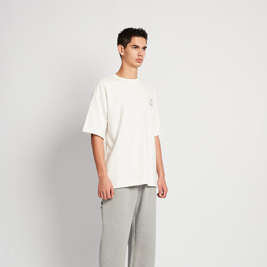 Men Embroidery Oversized Tee - Off White - SM2508135A