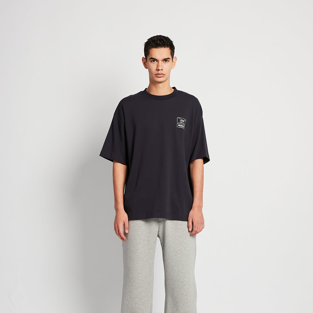 Men Embroidery Oversized Tee - Navy - SM2508135B