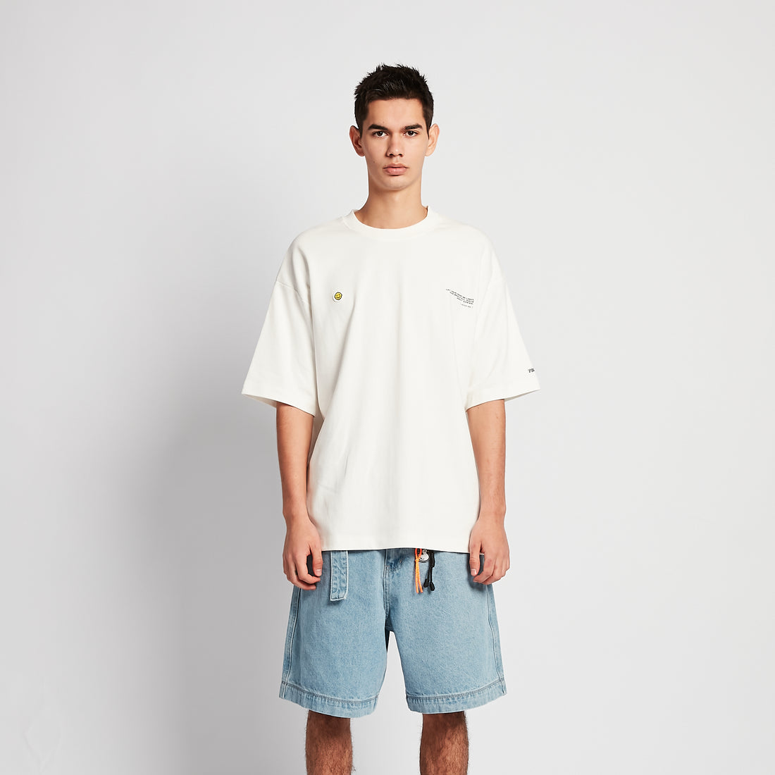 Men Embroidery Oversized Tee - Off White - SM2508137A