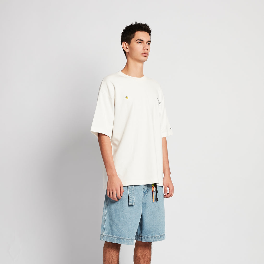 Men Embroidery Oversized Tee - Off White - SM2508137A