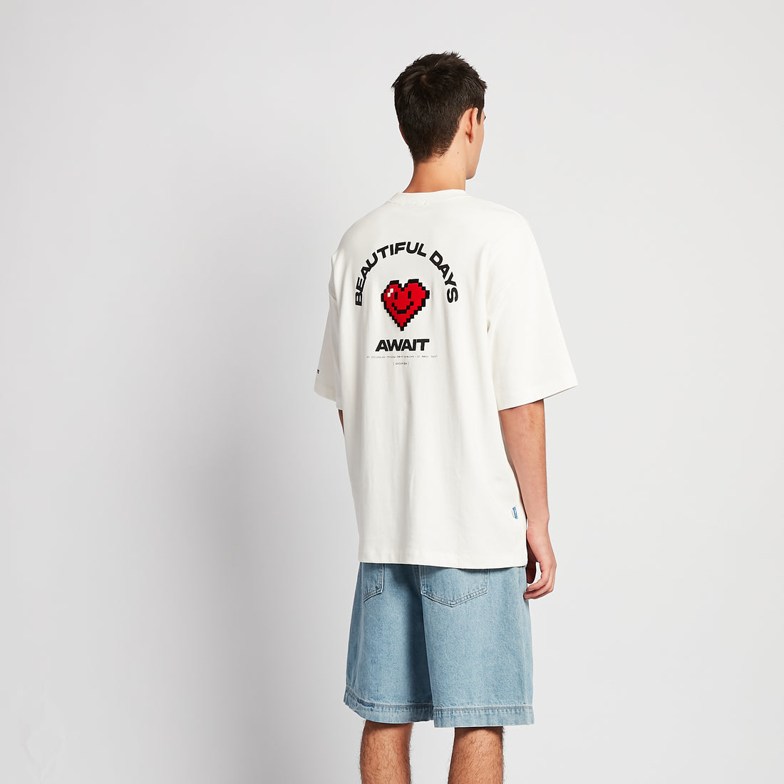Men Embroidery Oversized Tee - Off White - SM2508137A