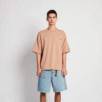 Men Embroidery Oversized Tee - Khaki - SM2508137B