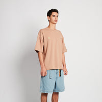 Men Embroidery Oversized Tee - Khaki - SM2508137B