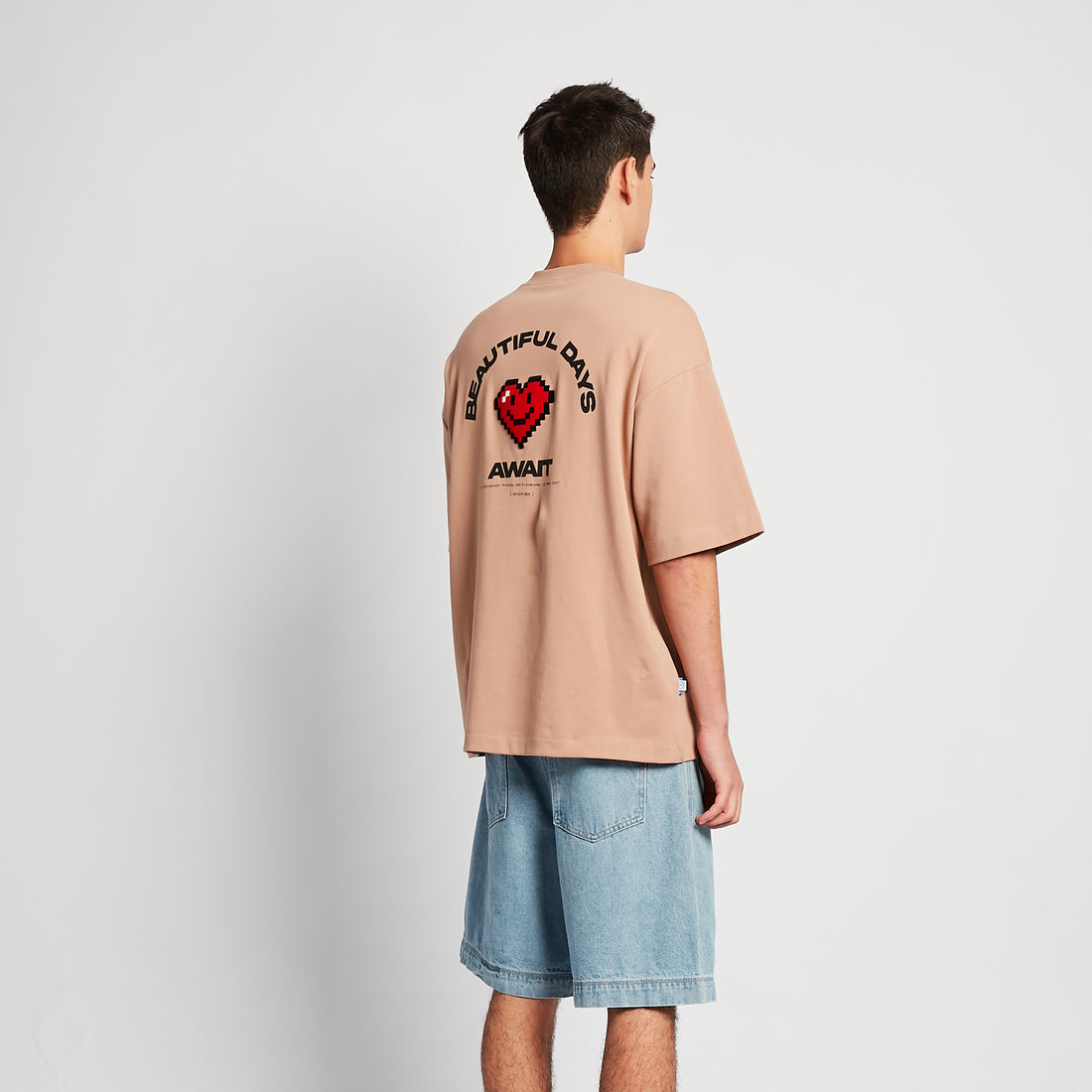 Men Embroidery Oversized Tee - Khaki - SM2508137B