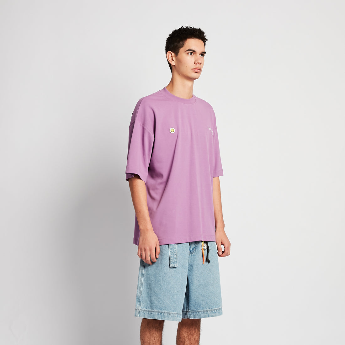 Men Embroidery Oversized Tee - Dark Purple - SM2508137C