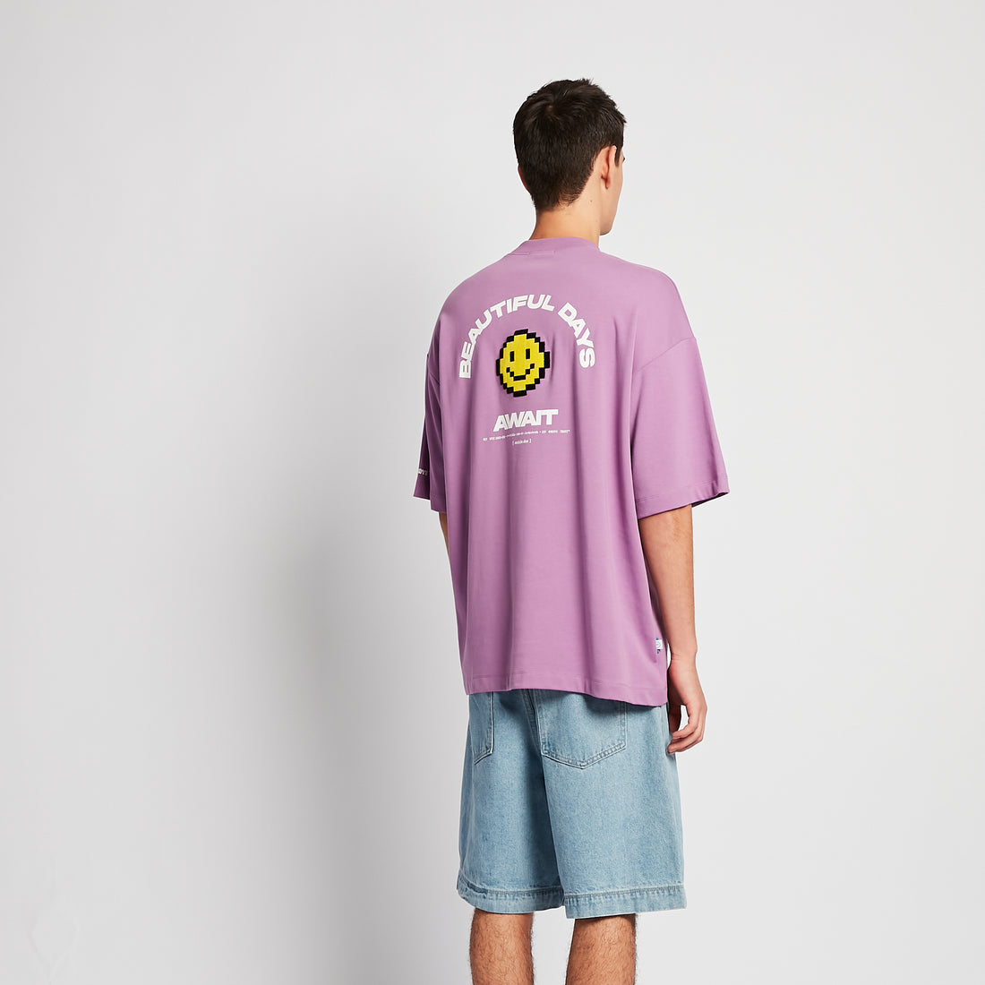 Men Embroidery Oversized Tee - Dark Purple - SM2508137C