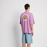 Men Embroidery Oversized Tee - Dark Purple - SM2508137C