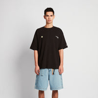 Men Embroidery Oversized Tee - Black - SM2508137D