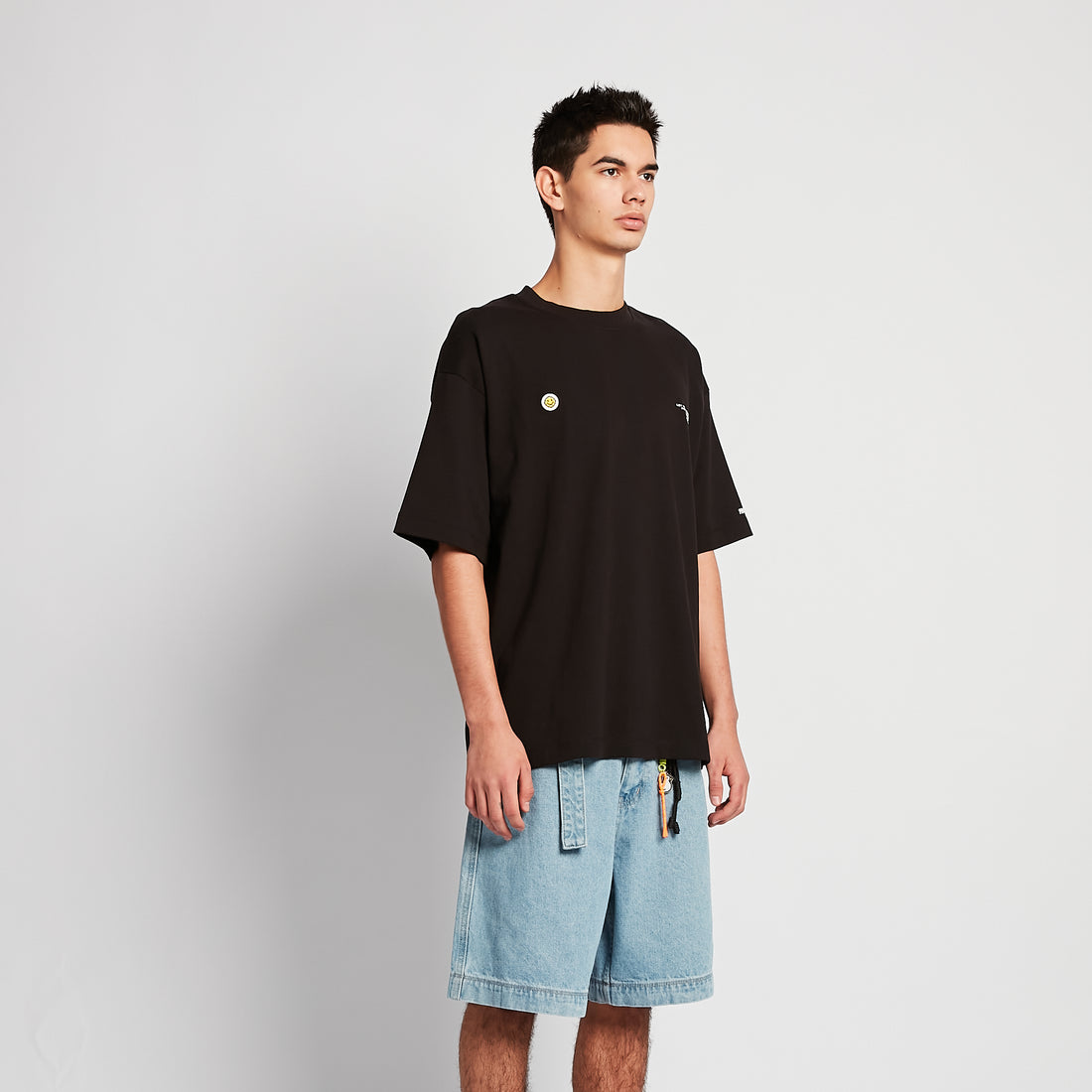 Men Embroidery Oversized Tee - Black - SM2508137D