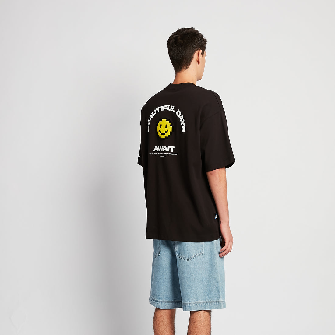 Men Embroidery Oversized Tee - Black - SM2508137D
