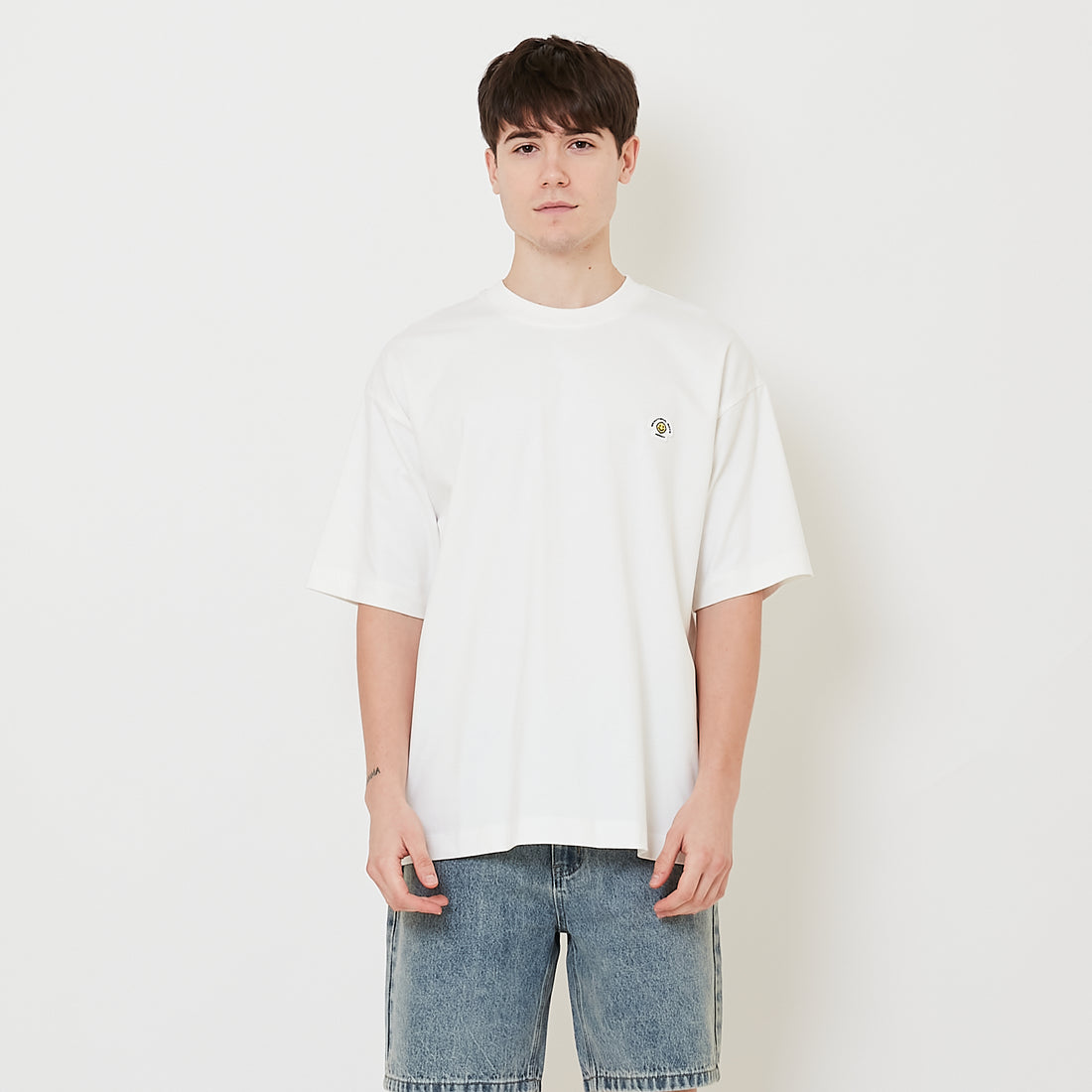 Men Embroidery Oversized Tee - Off White - SM2508138A