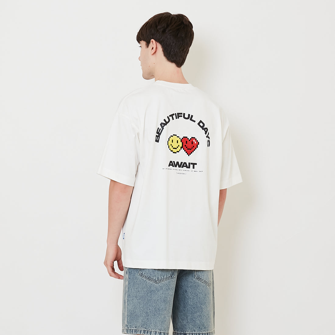 Men Embroidery Oversized Tee - Off White - SM2508138A
