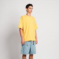 Men Embroidery Oversized Tee - Yolk - SM2508138C