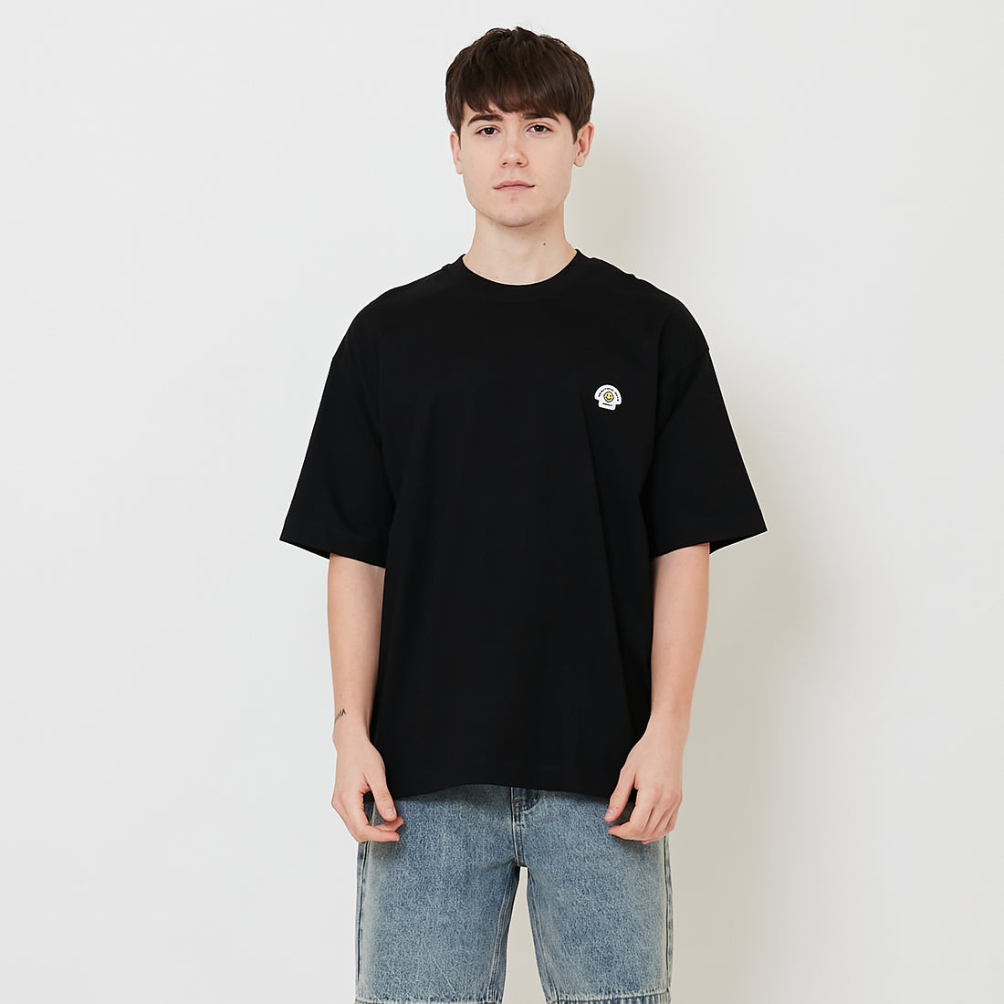 Men Embroidery Oversized Tee - Black - SM2508138D