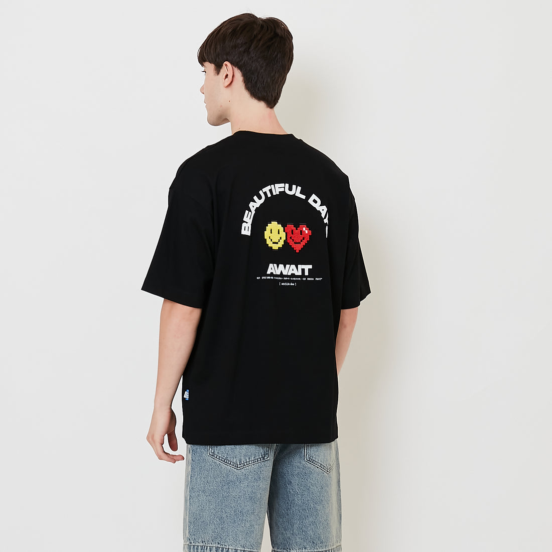 Men Embroidery Oversized Tee - Black - SM2508138D