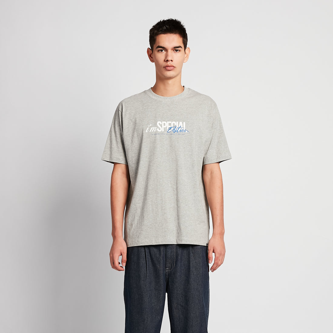 Men Graphic Tee - Melange Grey - SM2509086B