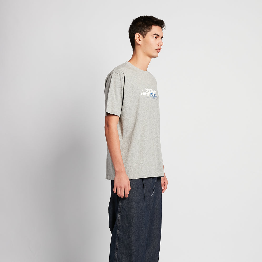 Men Graphic Tee - Melange Grey - SM2509086B