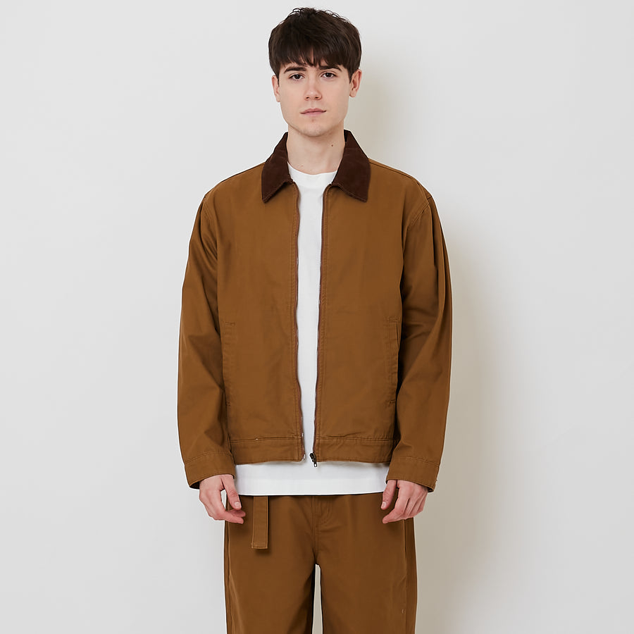 Men Corduroy Cropped Jacket - Khaki - SM2509139A