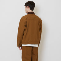 Men Corduroy Cropped Jacket - Khaki - SM2509139A