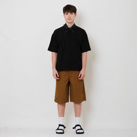 Men Wide Leg Jorts - Khaki - SM2509140A