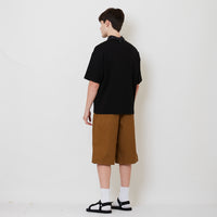 Men Wide Leg Jorts - Khaki - SM2509140A