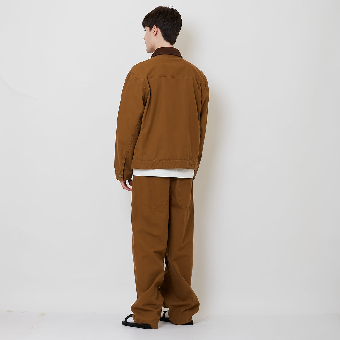 Men Barrel Leg Long Pants - Khaki - SM2509141A