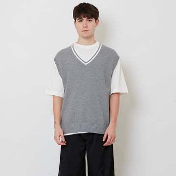 Men Vest Top - Melange Grey - SM2509142A