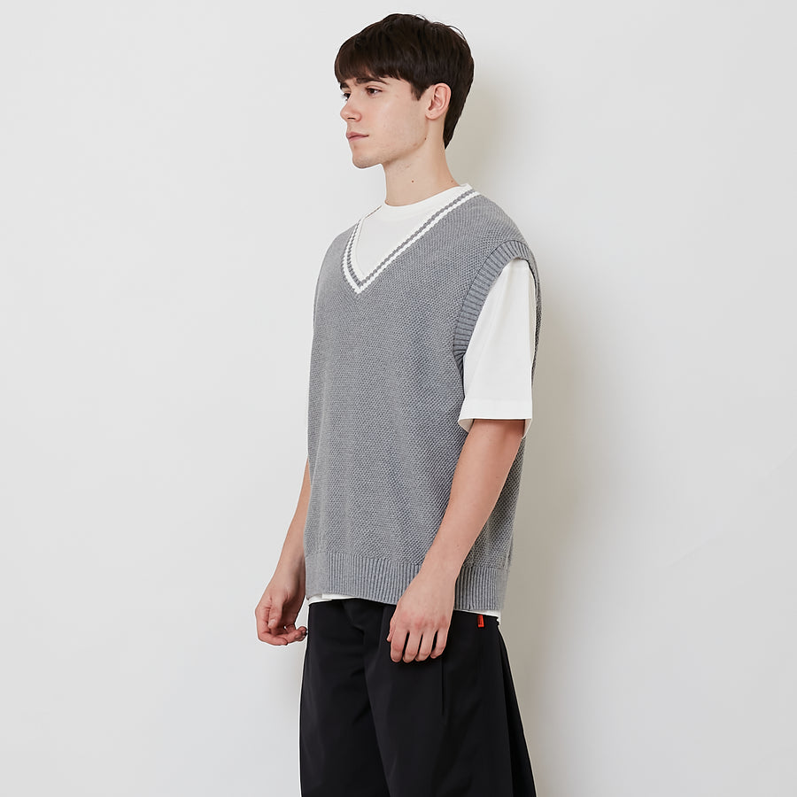 Men Vest Top - Melange Grey - SM2509142A