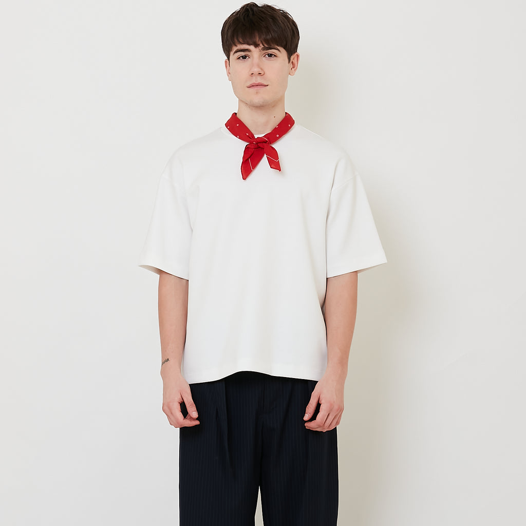 Men Oversized Neck-Tie Tee - Off White - SM2509143A