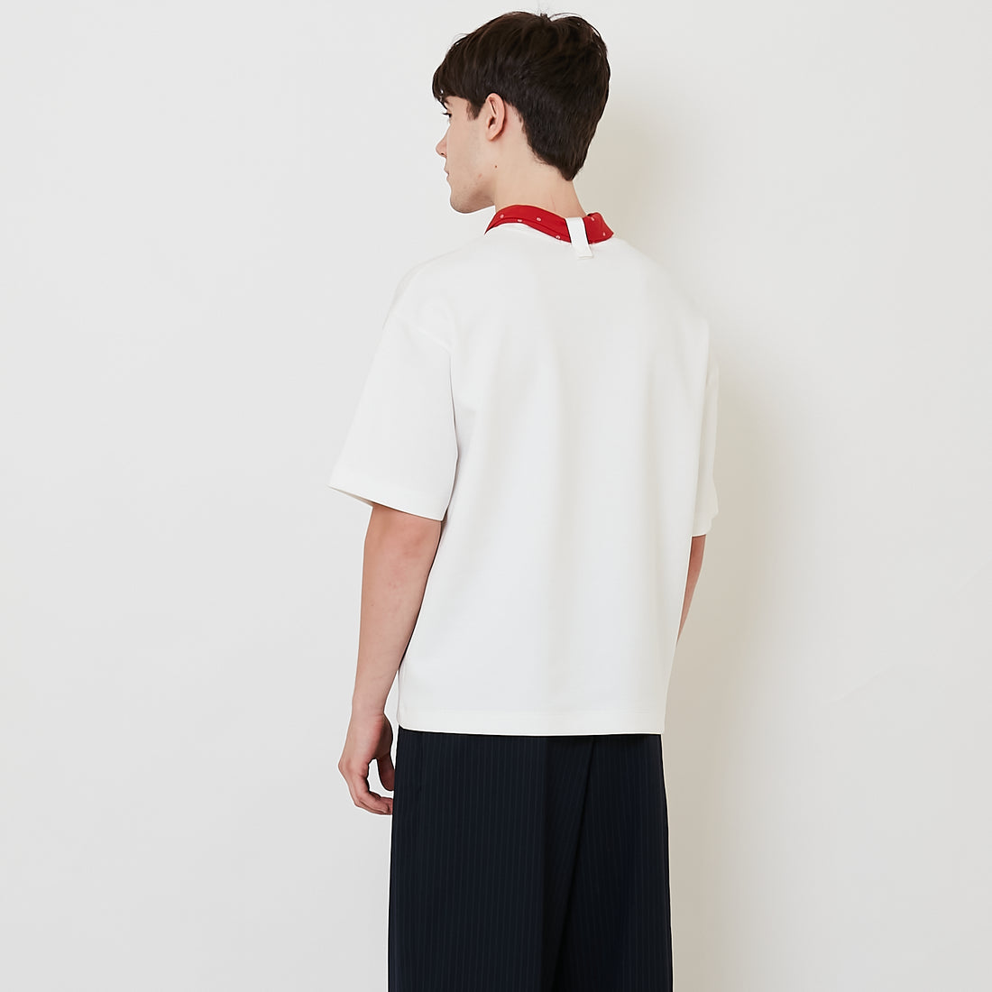 Men Oversized Neck-Tie Tee - Off White - SM2509143A