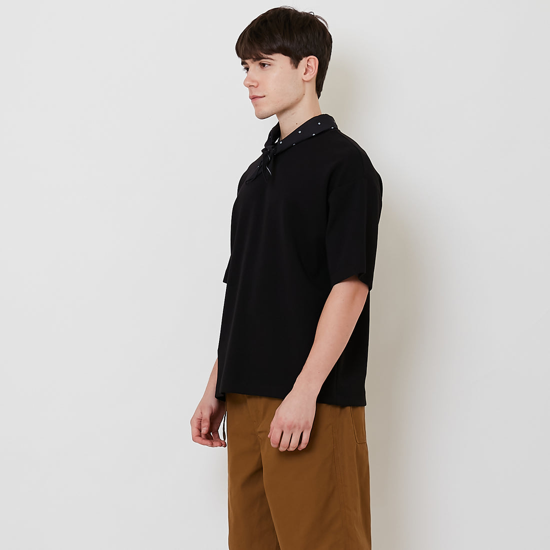 Men Oversized Neck-Tie Tee - Black - SM2509143B