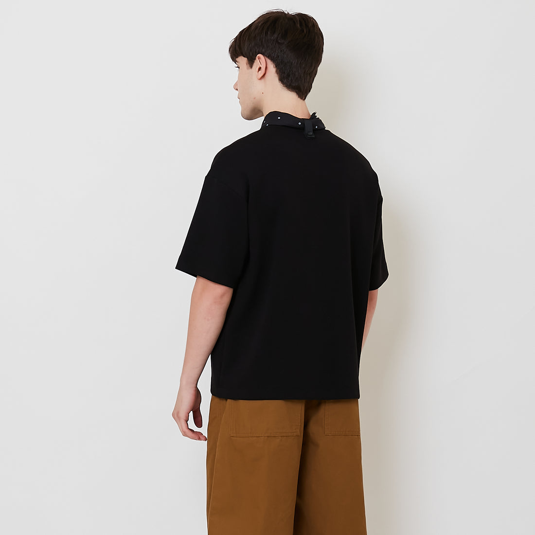 Men Oversized Neck-Tie Tee - Black - SM2509143B