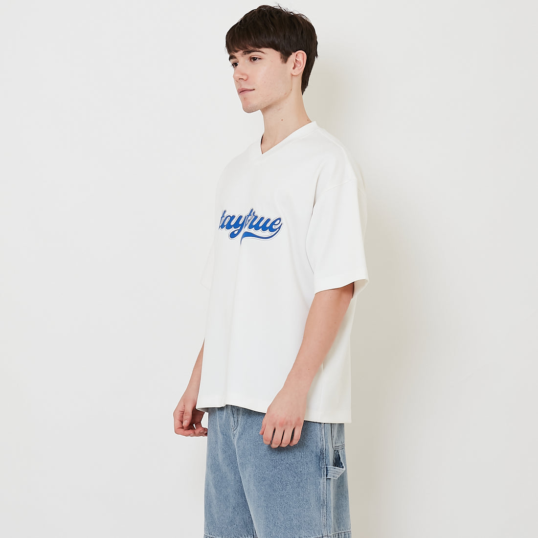 Men Embroidery Oversized Jersey Tee - Off White - SM2509146A