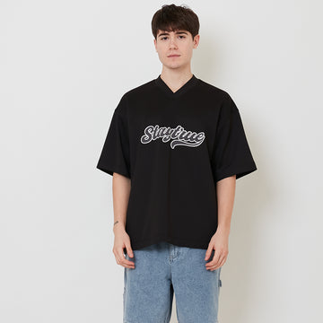 Men Embroidery Oversized Jersey Tee - Black - SM2509146C