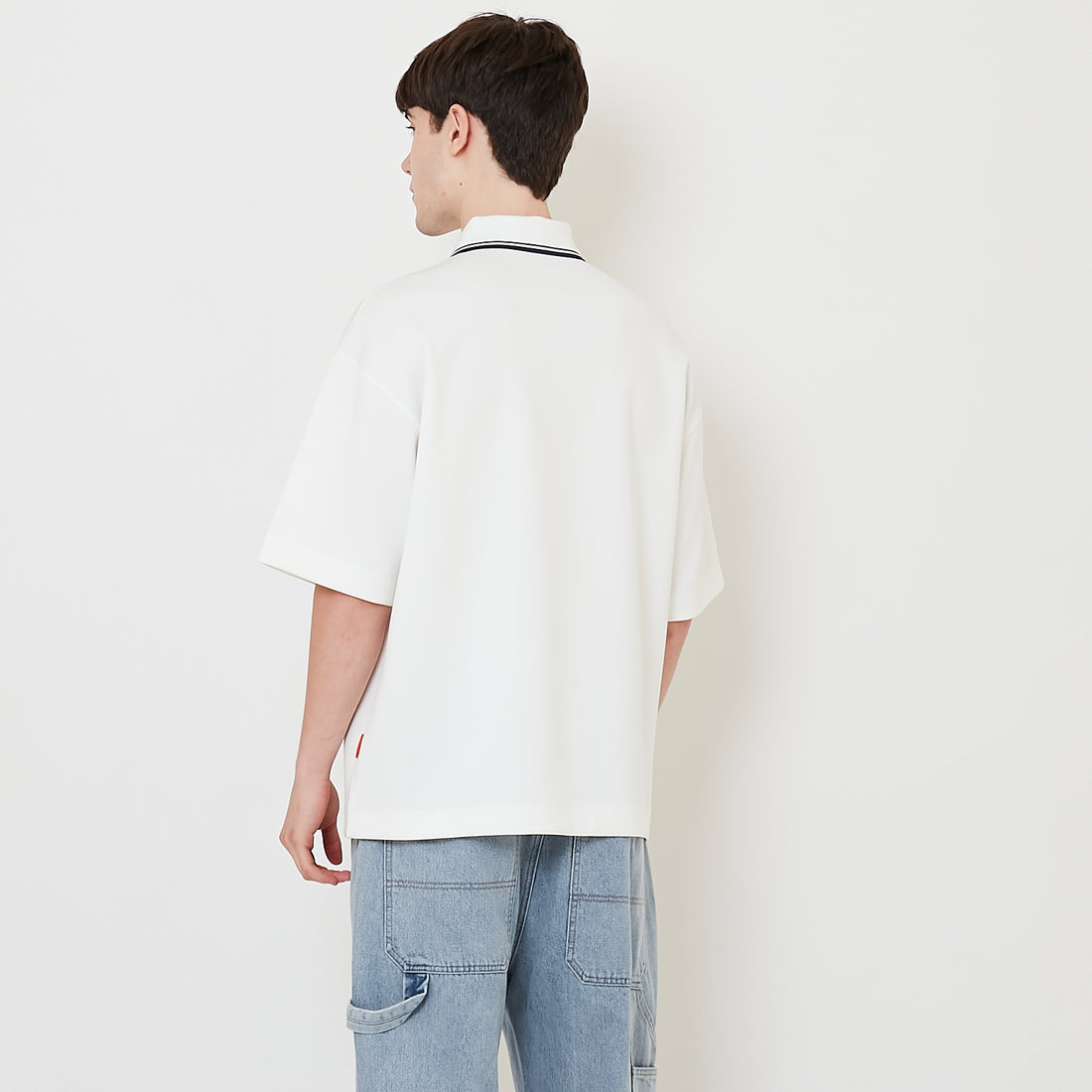 Men Embroidery Oversized Jersey Polo Tee - Off White - SM2509147A