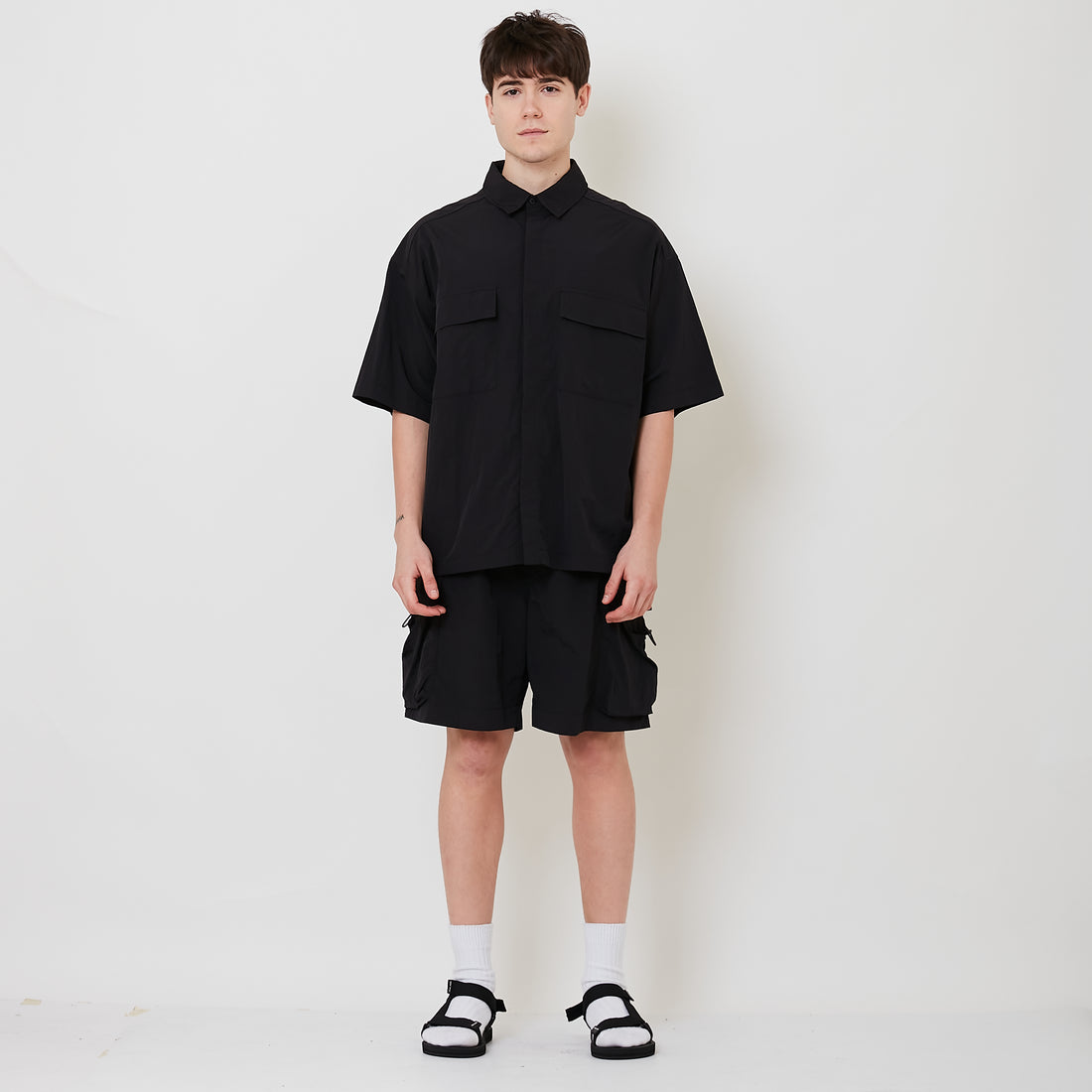 Men Nylon Shorts - Black - SM2509150B