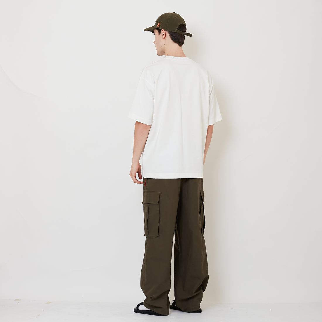 Men Barrel Leg Cargo Pants - Army Green - SM2509151A