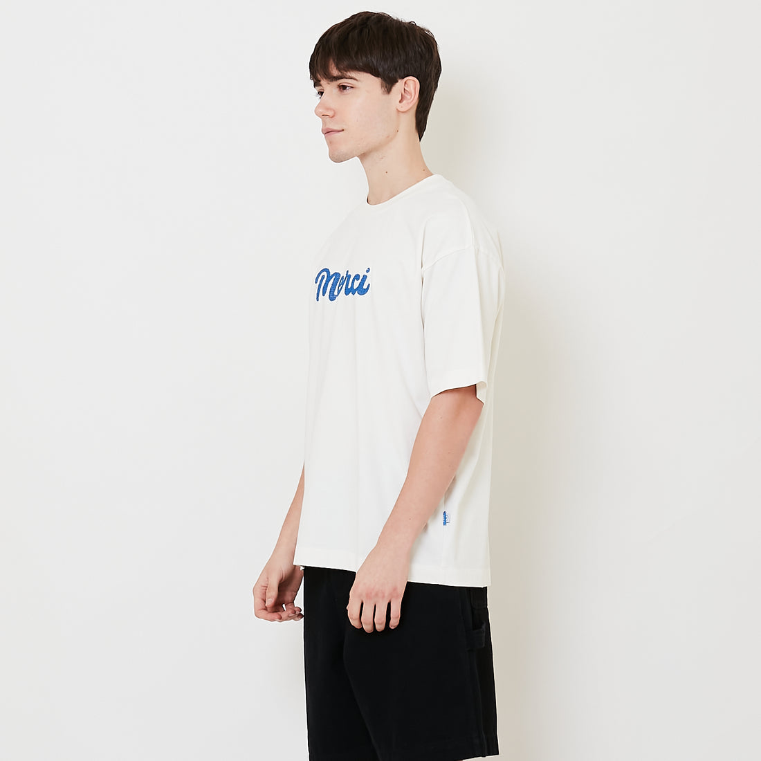 Men Embroidery Oversized Tee - Off White - SM2509155A
