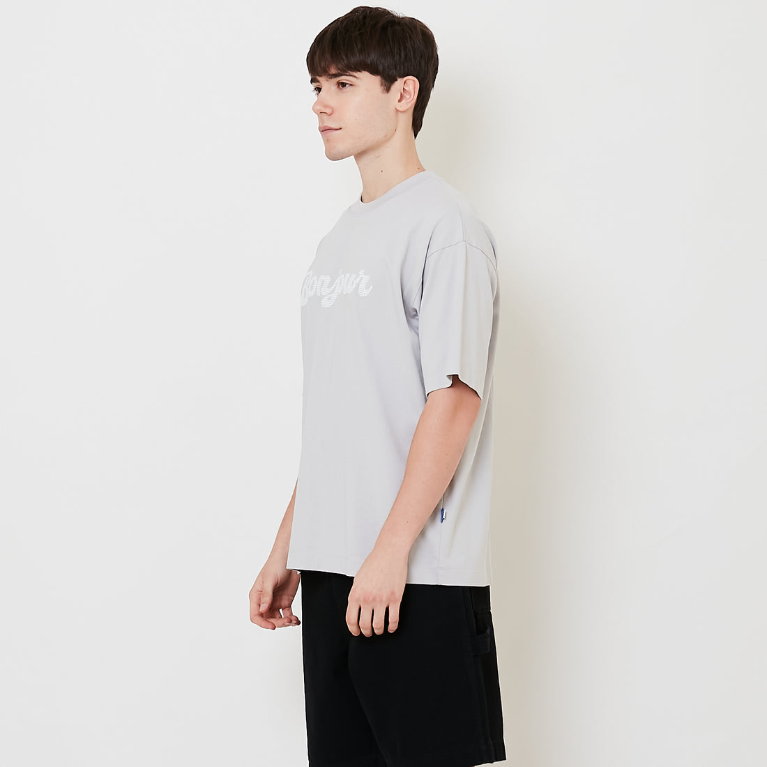 Men Embroidery Oversized Tee - Light Grey - SM2509155B