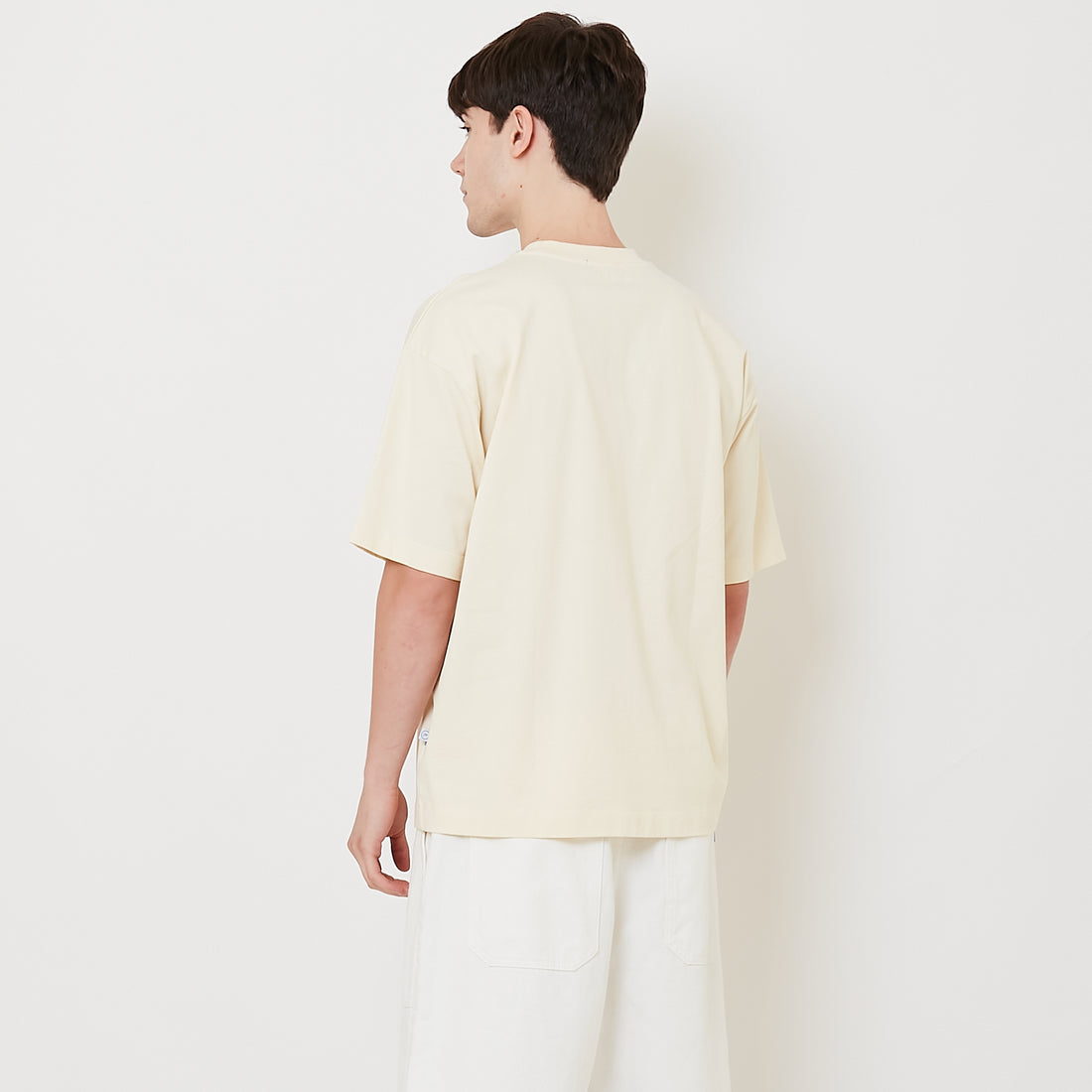Men Embroidery Oversized Tee - Cream - SM2509155C