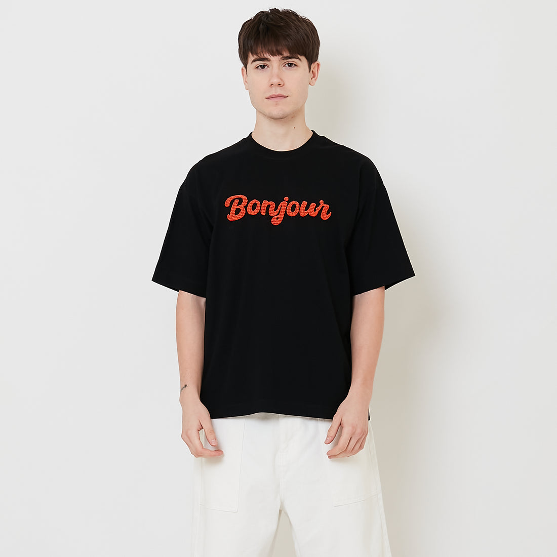 Men Embroidery Oversized Tee - Black - SM2509155E