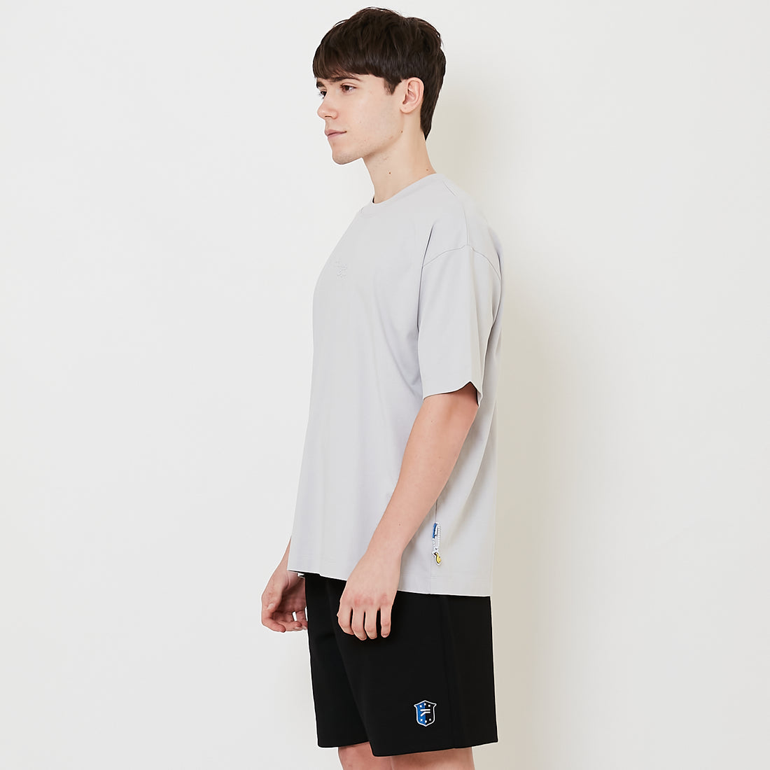 Men Embroidery Oversized Tee - Light Grey - SM2509156B
