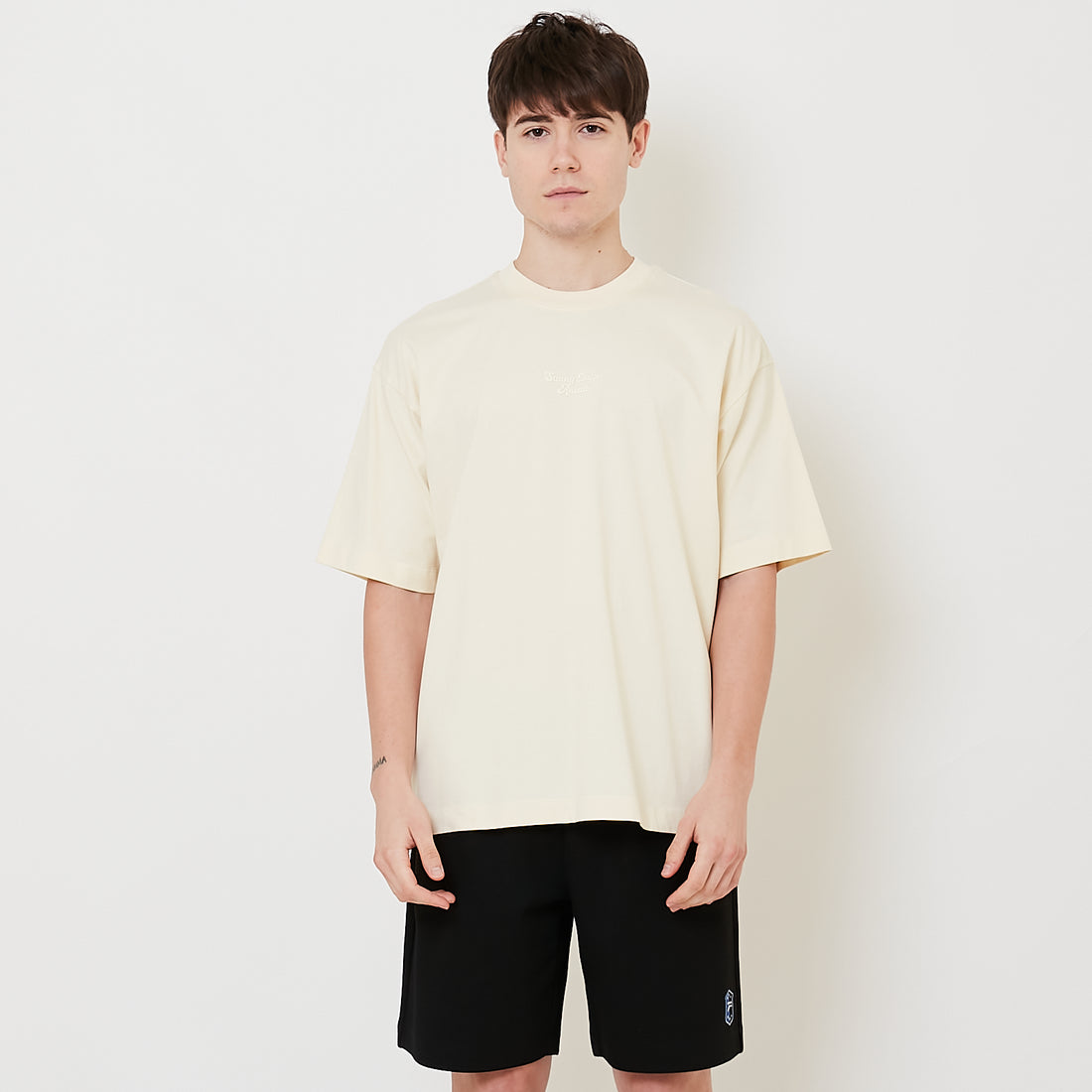 Men Embroidery Oversized Tee - Cream - SM2509156C