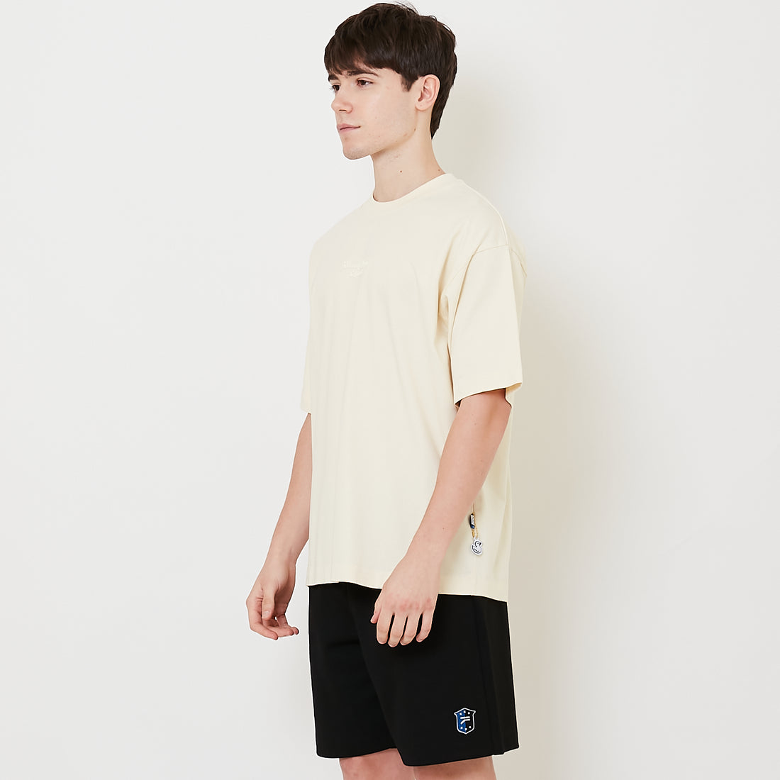 Men Embroidery Oversized Tee - Cream - SM2509156C