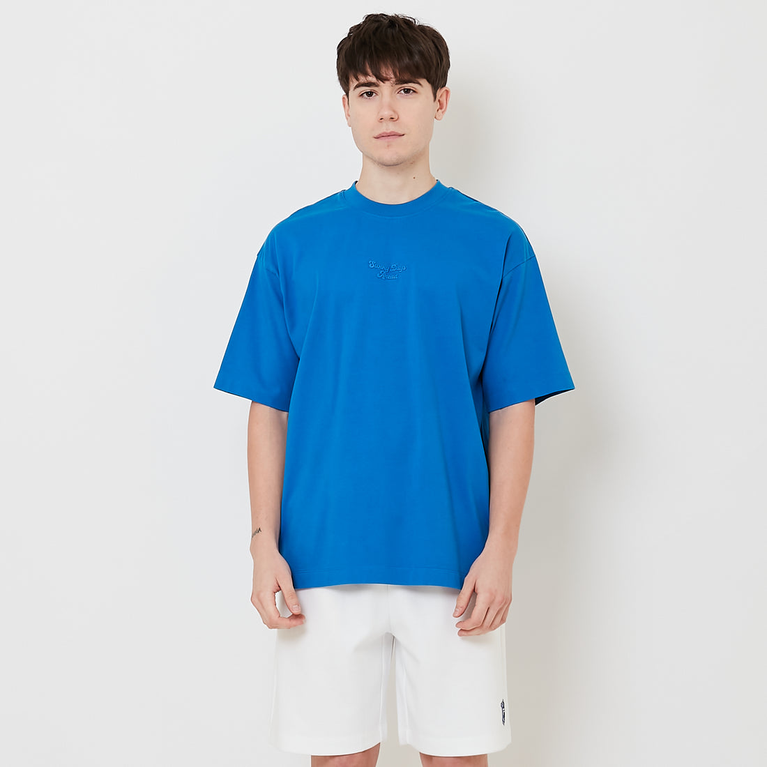 Men Embroidery Oversized Tee - Royal Blue - SM2509156D