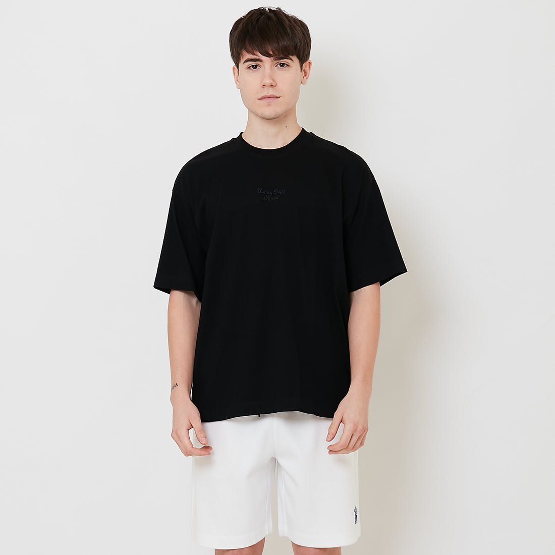 Men Embroidery Oversized Tee - Black - SM2509156E